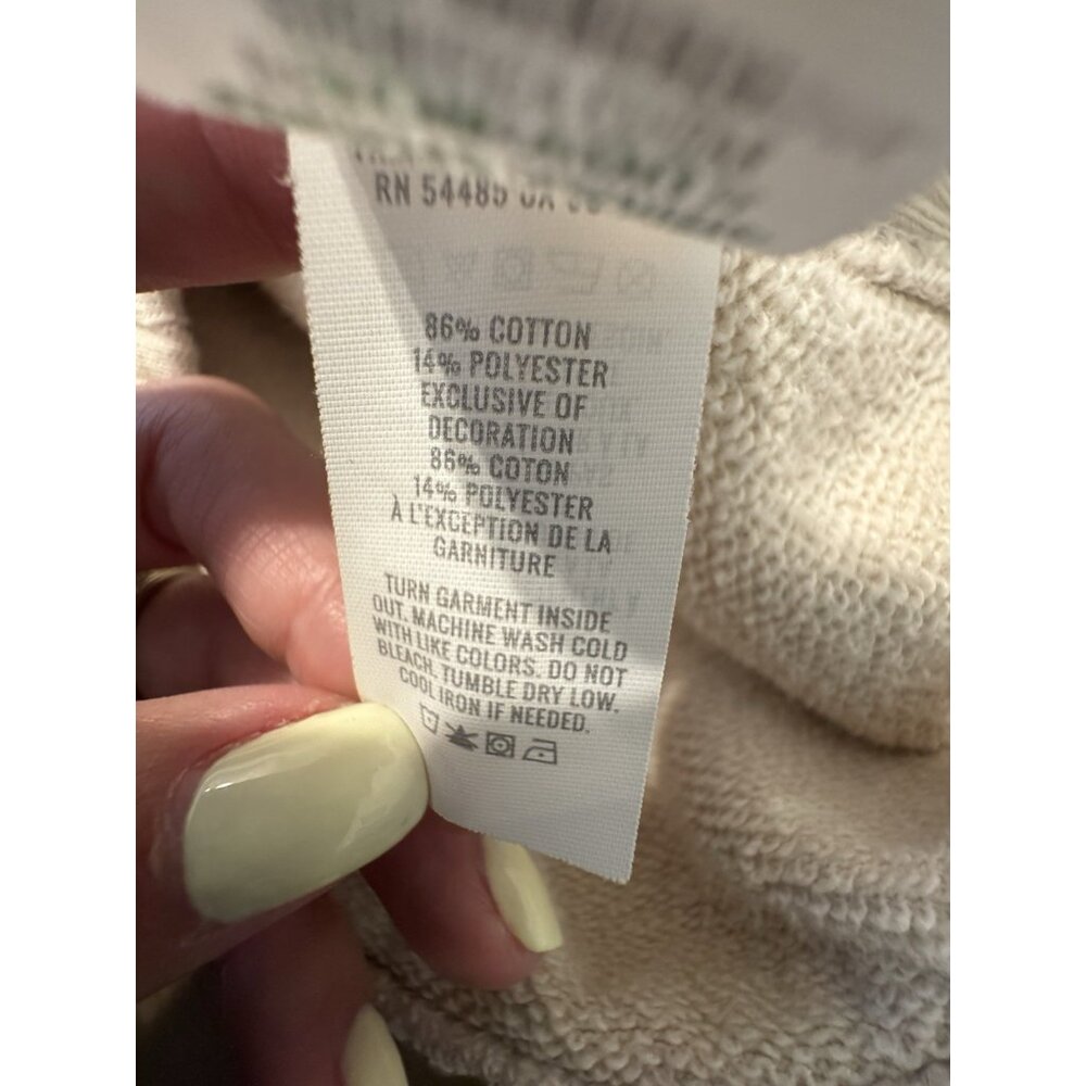 Aerie Cheers Down to Earth Crew neck Sweatshirt Oversized Small Cream Spell out - Picture 9 of 9